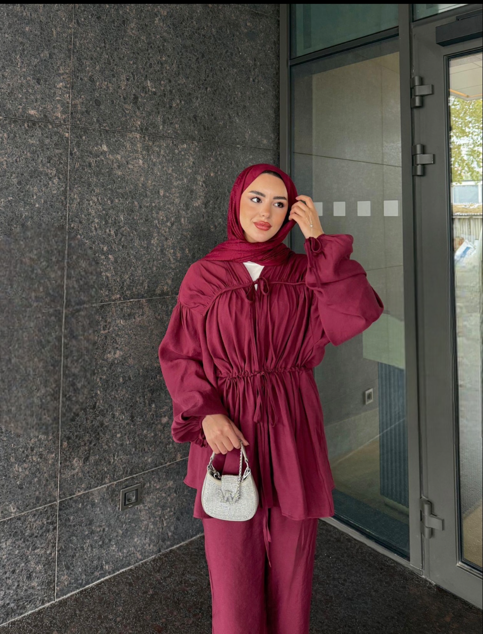 Tensel kuşaklı takım ( bordo )