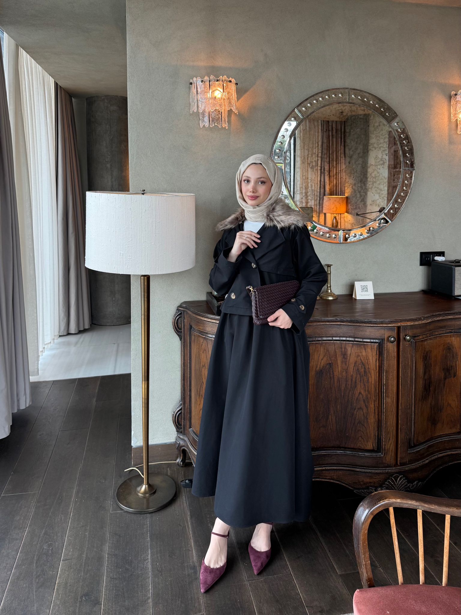 Trençkot Şık takım (siyah)