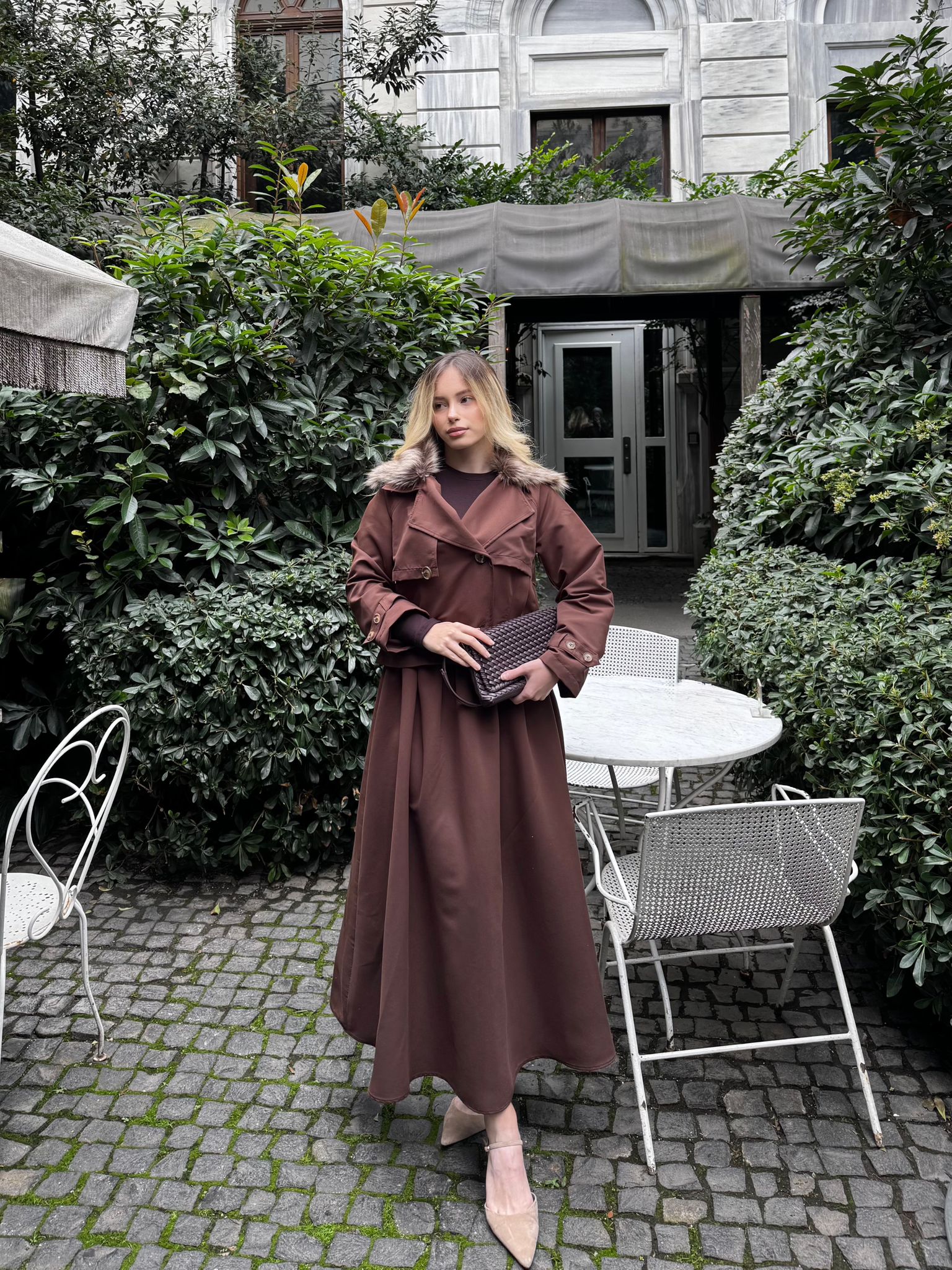 Trençkot Şık Takım (kahve)