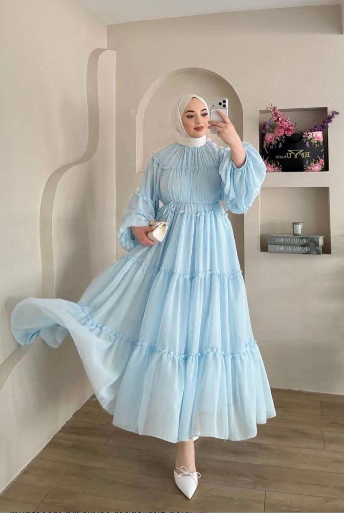 Kat kat elbise (mavi)